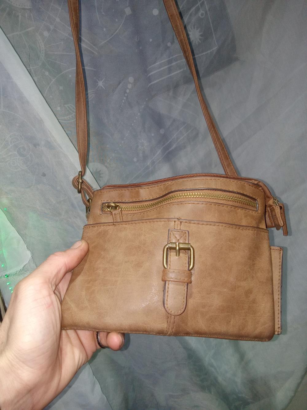 American Eagle Tan Crossbody Bag with Buckle Detail